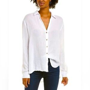 Michael Stars Leo Gauze White Button Down Long Sleeve Shirt Womens Size XSmall